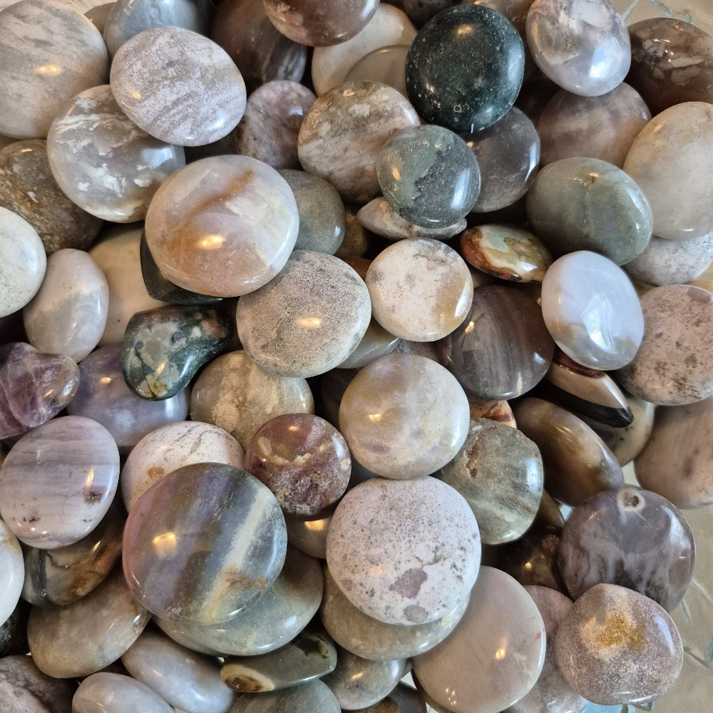 Set Of 10 Natural Quartz Jasper Polished Hearts New - Picture 4 of 9
